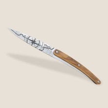 Deejo 2 Deejo Paring Knives, Olive And Coral Wood / Terra Incognita And Globe Trotter