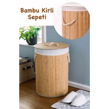Adm Store Katlanabilir Bambu Çamaşır Sepeti Yuvarlak 35X57 cm Banyo Çamaşır Kirli Sepeti Çok Amaçlı Hasır Düzenleme Oyuncak Sepeti