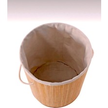Adm Store Katlanabilir Bambu Çamaşır Sepeti Yuvarlak 35X57 cm Banyo Çamaşır Kirli Sepeti Çok Amaçlı Hasır Düzenleme Oyuncak Sepeti