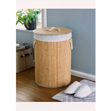 Adm Store Katlanabilir Bambu Çamaşır Sepeti Yuvarlak 35X57 cm Banyo Çamaşır Kirli Sepeti Çok Amaçlı Hasır Düzenleme Oyuncak Sepeti