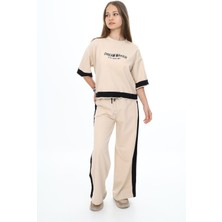 Asortix Kız Çocuk %100 Pamuk Oversize Yarım Kol Alt-Üst Eşofman TAKIM-AÜT-0018