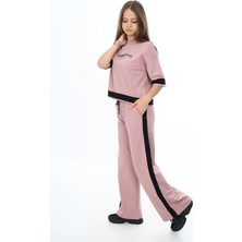 Asortix Kız Çocuk %100 Pamuk Oversize Yarım Kol Alt-Üst Eşofman TAKIM-AÜT-0018