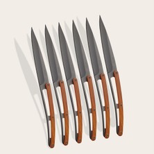 Deejo 6 Deejo Steak Knives Serrated, Coral Wood