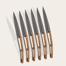 Deejo 6 Deejo Steak Knives Serrated, Olive Wood