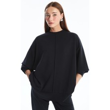 Aversa - Modal  Kumaş Oversize Uzun Kollu Sweatshirt - Antrasit