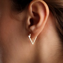 Güler Kuyumculuk Altın Üçgen Taşsız  Küpe