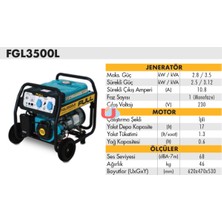 Full Jeneratör Fgl 3500L Motor Benzinli - Ipli (220V Monofaze)