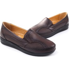 Papuç Sepeti 3775 Kadın Büyük Numara Ortopedik Taban Deri Ayakkabı