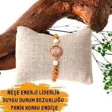 Gizemli Doğal Taş Güneş Taşı/pembe Kuvars Bileklik Neşe Huzur Yaşam Sevinci Panik Atak Depresyon Liderlik