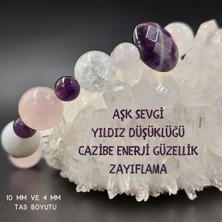 Gizemli Doğal Taş Gizemli Doğaltaş Bileklik Ametist (4/10 Mm) Necef Pembe Kuvars Ay Taşı Yıldız Düşüklüğü Cazibe Zayıflama Kronik Yorgunluk Canlılık Neşe Huzur Anksiyete Aşk Sevgi Güzellik