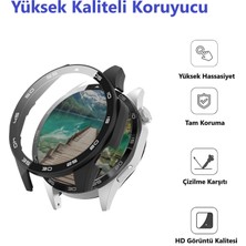 NewPole Huawei Watch Gt4 46MM İçin Ekran Koruyucu Kırılmaz Cam ve Tam Kaplayan Kasa Koruyucu Kılıf