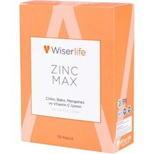 Wiserlife Zinc Max Çinko, Bakır, Manganez ve Vitamin C Içeren Takviye Edici Gıda 30 Kapsül