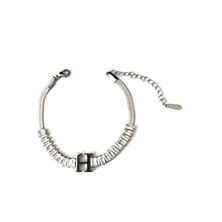 Hg.Aksesuar Kadın Italyan Zincirli Baget Kesim Çelik Harf Bileklik