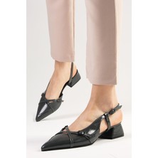 Mio Gusto Mystic Rugan Gri Renk Arkası Açık Kadın Kısa Topuklu Ayakkabı