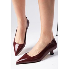 Mio Gusto Carmen Bordo Renk Rugan Kısa Topuklu Ayakkabı