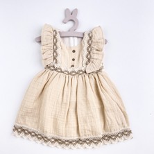Bon Chic Baby Bebek % Çocuk Fırfırlı Bej Elbise