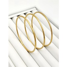 Hena 6,5 cm Orta Boy Ip Desenli 3'lü Gold Bilezik