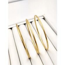 Hena 6,5 cm Orta Boy Ip Desenli 3'lü Gold Bilezik