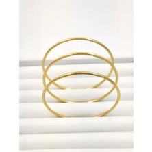 Hena 6,5 cm Orta Boy Ip Desenli 3'lü Gold Bilezik