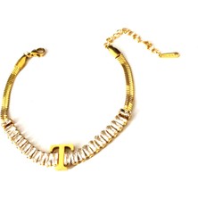 Hg.Aksesuar Kadın Italyan Zincirli Baget Kesim Çelik Harf Bileklik