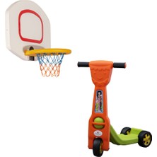 Çırak Duvar Basket Potası - 3 Tekerlekli Scooter Set - Aktivite - Spor Seti - Çocuk Scooter - Çocuk Spor