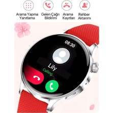 Tekno Trust 42 mm Gt3 Mini Akıllı Saat Yuvarlak Ekran Gt3 Mini Bayan Saati Ekstra Deri Kordon (Beyaz) Siyah Ith