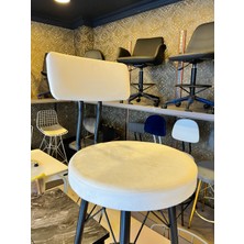 Yeni, Mila Beyaz Babyface Kumaş Bar Sandalyesi.75 cm Oturum Yüksekliği