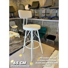 TheSandalyeShop Yeni Mila Tasarım Bar Sandalyesi Beyaz Babyface Kumaş.65 cm Oturum Yüksekliği