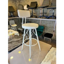 TheSandalyeShop Yeni Mila Tasarım Bar Sandalyesi Beyaz Babyface Kumaş.65 cm Oturum Yüksekliği