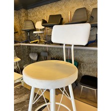 TheSandalyeShop Yeni Mila Tasarım Bar Sandalyesi Beyaz Babyface Kumaş.65 cm Oturum Yüksekliği