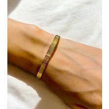 Ayetel Kürsi Yazılı Gold Çelik Bileklik