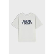 Mivvua Baskılı Pamuk Oversize Unisex T-Shirt Dreamers Club Yazılı T-Shirt Boyfriend