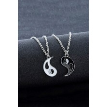 Glanzend 2'li Yin Yang Denge Metal Best Friends Bff Zincirli Kolye Sevgili Kolyesi