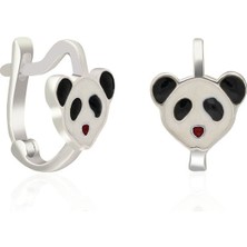 Adal Silver Gümüş Mineli Klipsli Panda Küpe