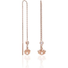 Adal Silver Kadın Gümüş Rose Gold Kaplama Zincir Küpe