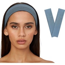 Salvia Dione 2'li Spor Saç Bantları - Elastik Kaymaz İnce Saç Ter Kafa Bandı Bandana, Kadın & Erkek Koşu Fitness Yoga Pilates Makyaj Yüz Yıkama Atletik Egzersiz Saç Bandı Açık Mavi