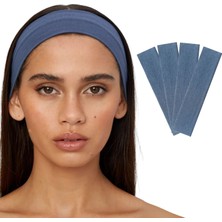 Salvia Dione 4'lü Spor Saç Bantları - Elastik Kaymaz İnce Saç Ter Kafa Bandı Bandana, Kadın & Erkek Koşu Fitness Yoga Pilates Makyaj Yüz Yıkama Atletik Egzersiz 4'lü Saç Bandı Seti İndigo Melanj