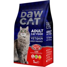 Daw Cat 1 kg Yetişkin Kedi Maması Kuzu Etli 5+ 1 Adet Poşet Hazneli Kedi Kumu Küreği