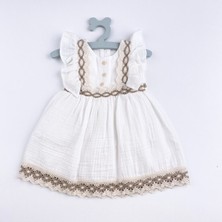 Bon Chic Baby Bebek & Çocuk Fırfırlı Ekru Elbise