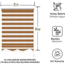 Mekstor Soft Bamboo Kahverengi Kırçıllı Zebra Perde ( Etek Boncuklu )