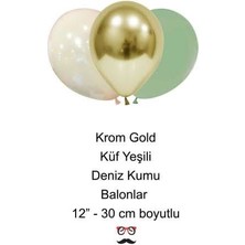 Küf Yeşili Deniz Kumu Krom Gold Konsept Renkler Doğum Günü Balon Zinciri Happy Birthday Banner