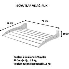 Le Moduler Roma Çamaşır Kurutma Askısı - Duvara Monte Katlanabilir Kurutmalık - 70 cm