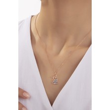 Gümüş Vadisi Kadın Orjinal 925 Ayar Gümüş Zirkon Taşlı Kedi Model Kolye