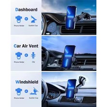 Dexmon 2 In 1 Başlık Vantuz & Havalandırma Tüm Telefonlarla Uyumlu Araç Içi Telefon Tutucu 360 Dönen