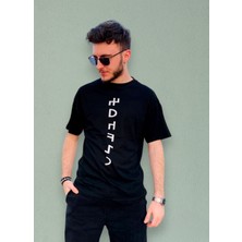 Zy Khan Göktürkçe Baskılı Siyah T-Shirt