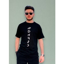 Zy Khan Göktürkçe Baskılı Siyah T-Shirt