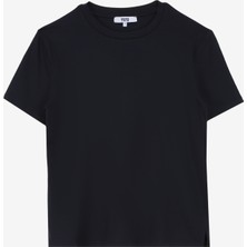 Denim Trip Bisiklet Yaka Lacivert Kadın T-Shirt DT10748