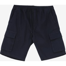 People By Fabrika Lastikli Bel Lacivert Erkek Kargo Şort PBF4SM-SHT5035