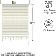 Binbir Perde Sarı Simli Pileli Boncuklu Zebra Perde