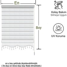 Binbir Perde Binbirperde Beyaz Pileli Boncuklu Zebra Perde